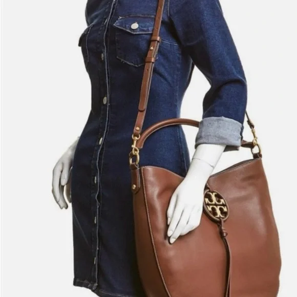 New Tory Burch Miller Metal Logo Slouchy Hobo Bag - Picture 5 of 9